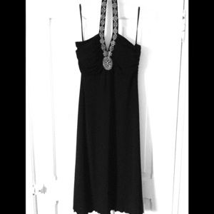 Spense Black & silver halter cocktail dress Large